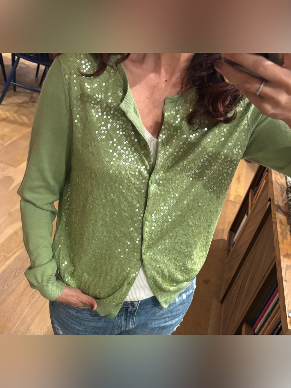 NWT Talbots lime green sequin cardigan